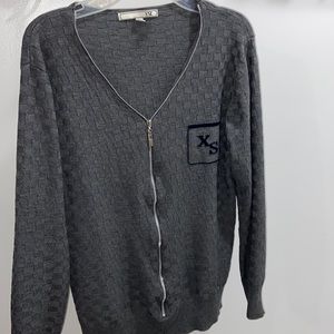 YVES ST LAURENT LONG SLEEVE WMNS SZ L ZIP UP V NECK STRETCHY SWEATER